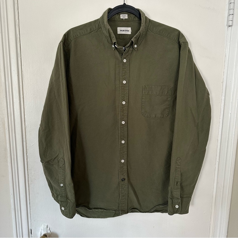 Taylor Stitch Men’s Size 44 XL Green Long Sleeve Button Down Shirt